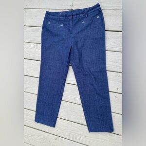 LARRY LEVINE Blue Denim Crop Jeans, Size: 12